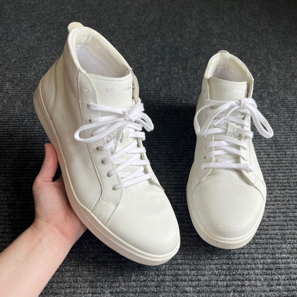 Cole Haan Grand Crosscourt High Top Men 11.5 White Leather Sneaker Preppy career